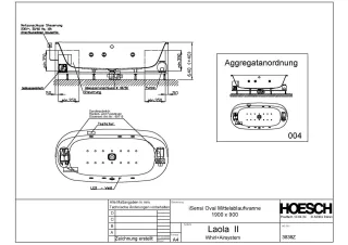 Hoesch Monolith Einbau Whirlwanne iSensi Oval 1900x900 mit Laola II Weiss/Chrom/Motor rechts/links 3838Z.010305004
