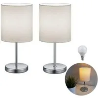 Lichthandel Hoch LED Tischleuchte Nachttischlampe 2er Set Nachttischleuchte für Schlafzimmer Tischlampe, LED wechselbar, warmweiß, LED