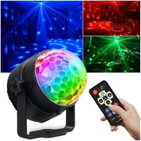 Athlix Discolicht Discokugel LED DJ Party Licht 360° Rotation mit Fernbedienung, LED fest integriert, 40m Reichweite, bis 60m², 7 Farbmuster