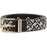 Tommy Hilfiger Synthetikgürtel TH SQUARE Jacquard-Gürtel mit doppelter Gürtelschlaufe und eckiger Schnalle