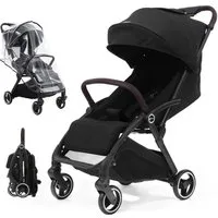 Sekey Kinder-Buggy mit Regenschutz, 3-fach verstellbar Reise Kinderwagen für Flugzeug, Einhand-Faltmechanismus, 4-Rad-Federung, 5-Punkt-Gurt, Sichtfenster