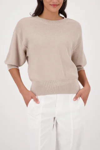 monari - Strickpullover mit Lurex sand - Gr. - 40
