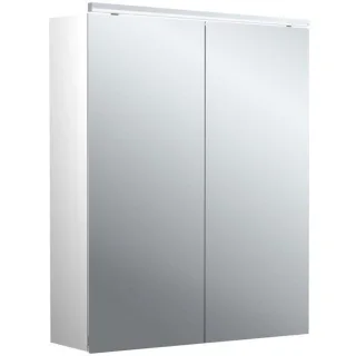 Emco pure 2 Classic Aufputz-Lichtspiegelschrank 979705502 600x729mm, mit LED-Aufsatzleuchte, 2-türig, Aluminium