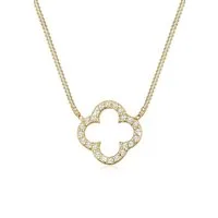 Elli Kette mit Anhänger Kleeblatt Glück Zirkonia 925 Silber, Kleeblatt