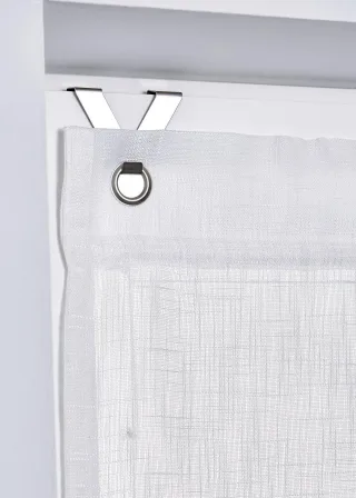 bonprix Bändchenrollo in Leinen-Optik, weiß, Gr.140x140 cm, Stoffrollo in Natur-Look mit Hakenösen