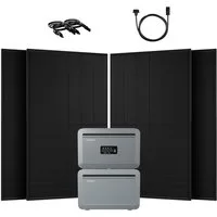 Growatt Balkonkraftwerk 2000W Bifazial PV mit Speicher Growatt NEXA 2000 4096-8192 Wh LFP, (4x 500Wp Full Black und NEXA 2000 All-in-One Speicher), WiFi & Bluetooth-Unterstützung