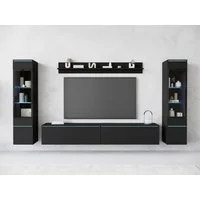 Home affaire Wohnwand VERA II, Vitrinen Türanschlag wechselbar, (Komplett-Set, 4-St), Mediawand 260 cm, Vitrine mit Verglasung, stehend und hängend