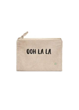 Frottee-Kosmetiktasche aus Baumwolle mit Schriftzug beige - Gr. - one size