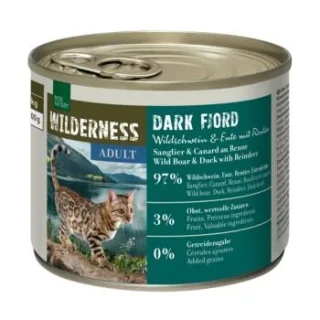 REAL NATURE WILDERNESS Nassfutter Katze, Adult Dark Fjord, Wildschwein mit Ente und Rentier 24x200 g