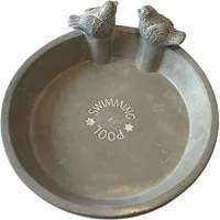 Dekowunder Vogeltränke Vogeltränke Swimming Pool aus Beton für Gartenvögel Ø24,5 cm Deko Grau