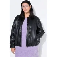 Studio Untold Sommerjacke Lederoptik-Blouson oversized Zipper Komplettfutter