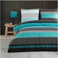 Buymax Bettwäsche Zigo, Renforcé, 3 teilig, Bettbezug-Set 200x220 cm 100% Baumwolle mit Reißverschluss, Streifen