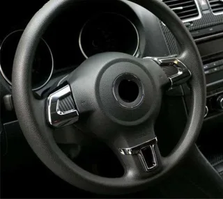 ALU Lenkrad Abdeckung Blenden Clip Chrom Carbon für VW Golf 6 IV Jetta Polo V 6R