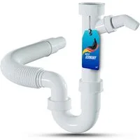 Lobenswerk Siphon Röhrensiphon für Küchenspüle, mit flexiblem Ablaufschlauch, 100% Wasserdicht