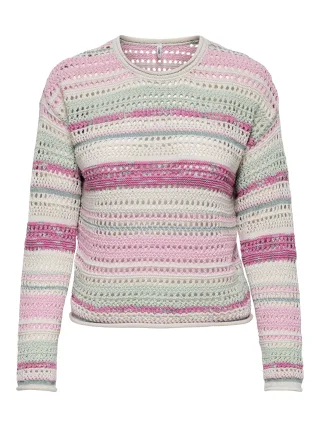 ONLY - ONLAMELIE LS STRUCTURE MULTI O-NECK KNT Birch - Gr. - XL