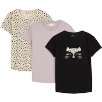 bonprix T-Shirt (Packung, 3er) aus Baumwolle, mit Elasthan-Anteil, Kurzarm-Design, Regular Fit