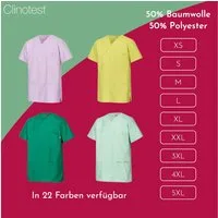 Clinotest Funktionsbluse Kasack Damen & Herren - 95 Grad waschbare, kochfest ohne einzulaufen (1-tlg) Schlupfkasack aus Baumwolle & Polyester - Berufsbekleidung für Pflege