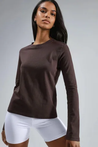 Langarmshirt mit Rundhalsausschnitt Basic-Bluse