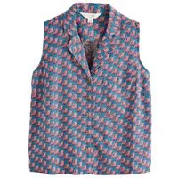Next Hemdbluse Ärmellose Bluse mit Reverskragen und Leinenanteil (1-tlg)