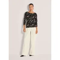MADELEINE Langarmshirt Rundhals-Shirt mit All-Over-Print Viskose-Shirt mit 3/4-Ärmel, gerader Saum, knitterarm