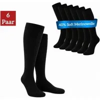 NERS Kniestrümpfe aus Merinowolle Damen & Herren mit Komfortbund, ohne drückende Naht (6-Paar, 3 & 6 Paar) Soft Merino, für warme Füße