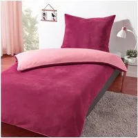 heimtexland Bettwäsche kuschelige Winter Wende-Bettwäsche Cashmere Touch, Microfaser, Kopfkissen 80x80 I Bettdecke 135x200 I malve