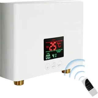 NovuLife Instant with Remote Control Water Heater Wall Mounted Electric Hot Water Heater Thermostat Fast Heating Kitchen