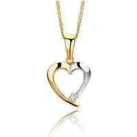 Miore Herzkette MA9032SN Herz Anhänger aus 9 Kt. Gelb/Weißgold (375) und 1 Zirkonia (inkl. Schmuckbox), vergoldete Kette 925 Sterling Silber