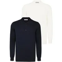 Felix Hardy Polokragenpullover Pullover mit Polo-Kragen 2er-Pack (Set)