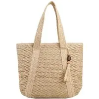 Zaewry Strandtasche Damen, Große Handtasche Damen, Leichte Schultertasche Boho, Shopper Tasche, Sommer Tasche Geflochten, Einkaufstasche Beach Bag