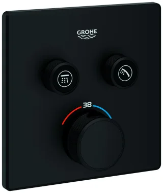 GROHE Thermostat Grohtherm SmartControl 102166 eckig FMS 2 ASV phantom black, 102166KF00 102166KF00