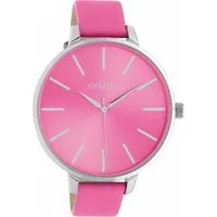 OOZOO Quarzuhr XL Damenuhr C10984 Zifferbatt Glänzend Lederband Pink 48 mm