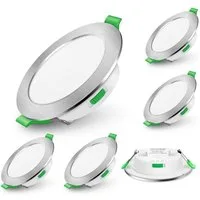 ALUSSO LED Einbaustrahler 6er-Set, Decken Leuchte, Flach Strahler für Bad, Wohnzimmer, 230V, 5W, 72-85 mm, Rund, Nickel