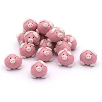 ROMBOL Denkspiele Spiel ERSATZFIGUREN - Ferkelspiel Schweinchen, Würfelspiel, Holzspiel