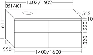 Burgbad Waschtischunterschrank Lin20Lack Hochglanz 611x1602x552 Perlgrau Hochglanz, SGRA160RF6518 SGRA160RF6518