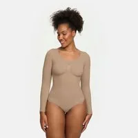 cfab Shaping-Body Bodysuit Sculpting Shapewear Longsleeve mit String-Beige-XL (1-tlg)