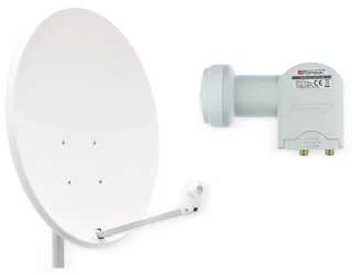 RED OPTICUM Set SAT-Antenne QA60 lichtgrau, mit Twin-LNB
