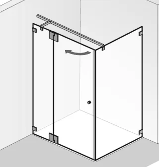 HSK Kienle K.23 Drehtür mit 180° Beschlag an Nebenteil und Seitenwand K.23