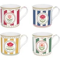 EasyLife Tasse Flowery, Porzellan, Spülmaschinengeeignet, Mehrfarbig, Blumen, H: 9cm
