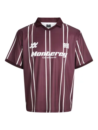 JACK&JONES - JCOSIGNAL STRIPE MESH V-NECK COLL SS JNR winetasting - Gr. - 164
