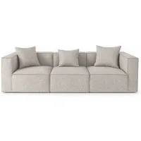 ebuy24 Sofa Box 3-Sitzer Sofa, 3 Dekokissen hellgrau.