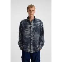 HUGO Langarmhemd Ebalto Kentkragen, oversize fit, Jacquard-Muster