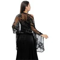 nsihing Modeschal Stickerei Blumen Muster Spitze Tüll Leicht Schal Elegante Stola