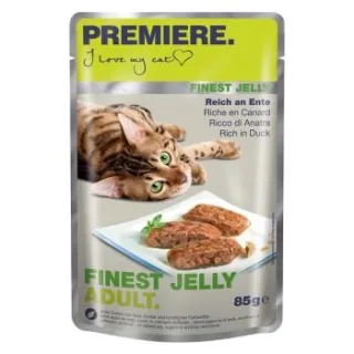 PREMIERE Finest Jelly Nassfutter Katze Adult Reich an Ente 44x85 g