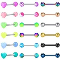 LuxusKollektion Brustwarzenpiercing Piercing Zungenpiercing 14G Stahl Zirkon Glitter Tb12 18pcs 16mm