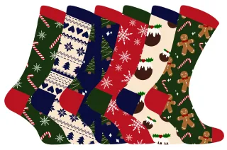 Herren Weihnachten Socken | Socke Snob | Neuheit bunte stilvolle lustige gemusterte Crew Xmas Socken - 6 Pack