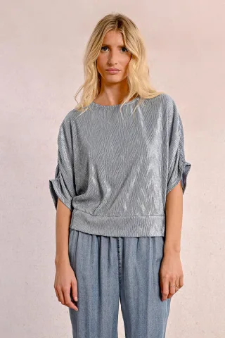 molly bracken - Pailletten-Top blau - Gr. - XS