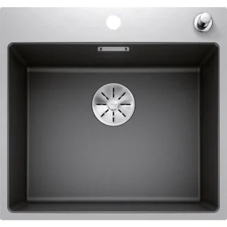 Blanco SUBLINE 500-IF/ASteelFrame Spüle 524111 54,3 x 51 cm, PuraDur anthrazit, Einbau von oben, mit Zugknopffernbedienung