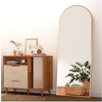 CASSILANDO Ganzkörperspiegel gewölbter Bodenspiegel, großer Boden-Spiegel,mit Alu-Rahmen,162*53cm, Ganzkörperspiegel mit Halterung, Wandspiegel,Gewölbter Schminkspiegel
