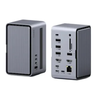Hagibis U100Pro RGB Strip Light USB-C Docking Station with Dual HD / PD100W USB-C / M.2 SSD Enclosure / Ethernet / SD/TF